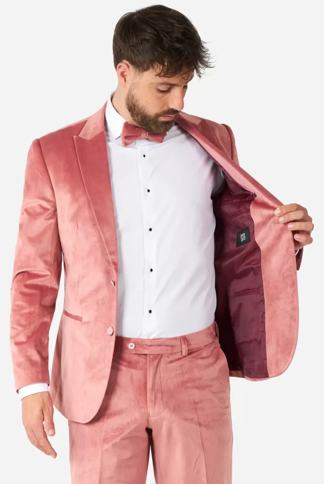 OppoSuits Vintage Pink Velvet^Men Christmas Tuxedos